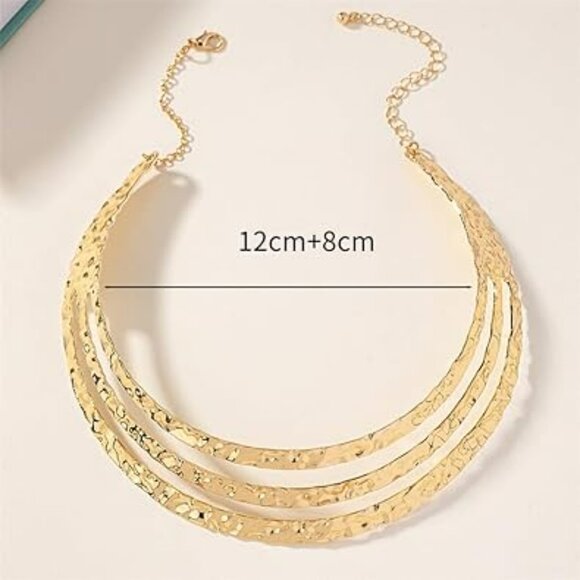 Gold Statement Necklace Chunky Wide Choker Really Nice - Picture 3 of 3